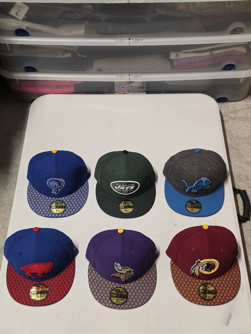New Era 59FIFTY NFL Fitted Hats Mixed Teams Lot of 6 Size 6 7/8